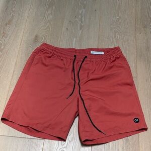Outerknown Size Medium Red Swim Shorts with Drawstring.